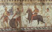 unknow artist, Greek Fubsoldaten and cavalry fresco